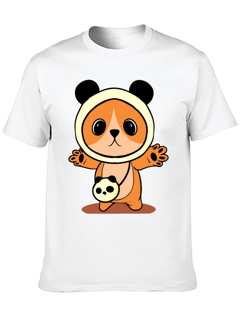 Cute Cartoon Panda Bear T-Shirt - Black