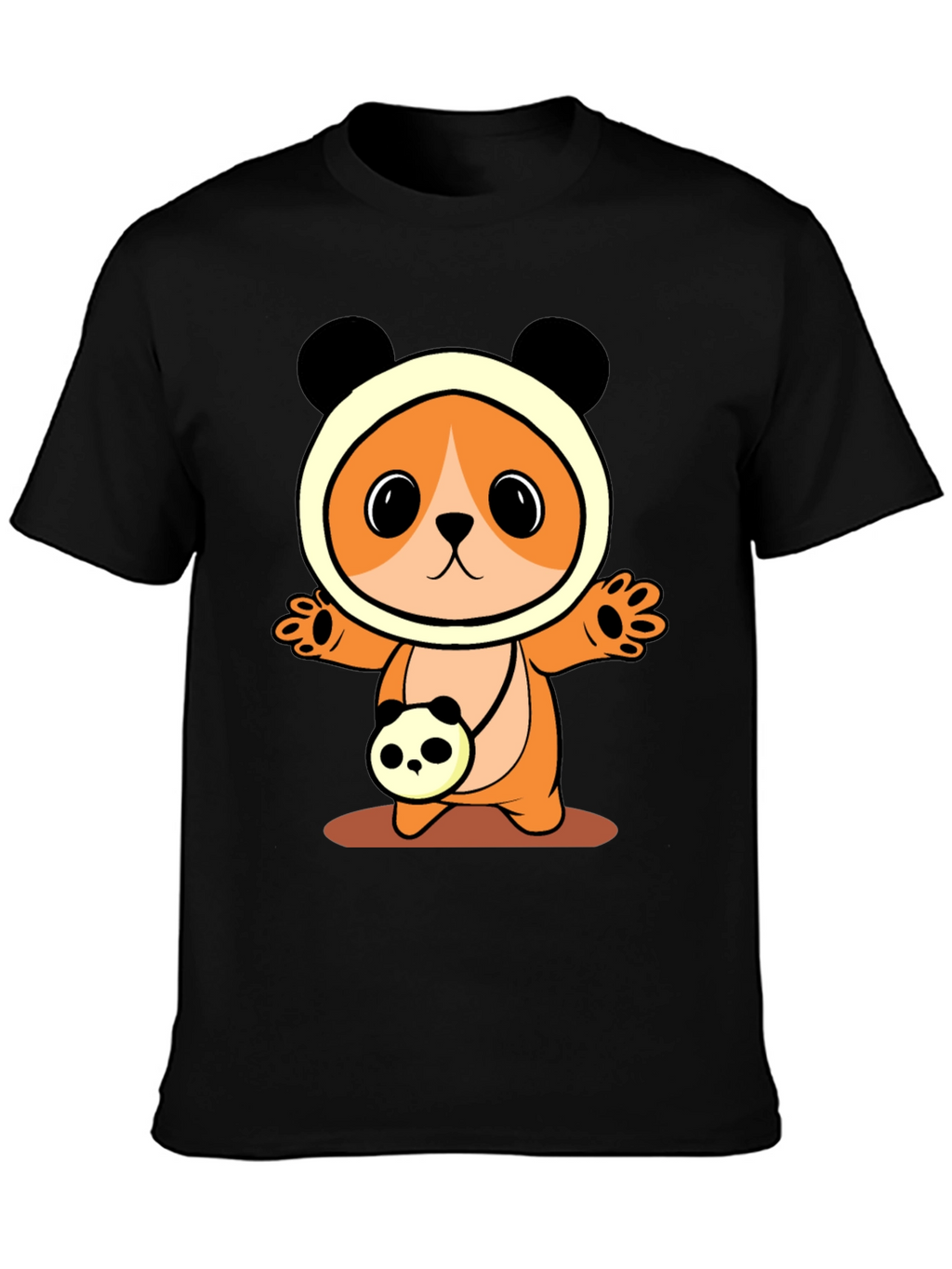 Cute Cartoon Panda Bear T-Shirt - Black