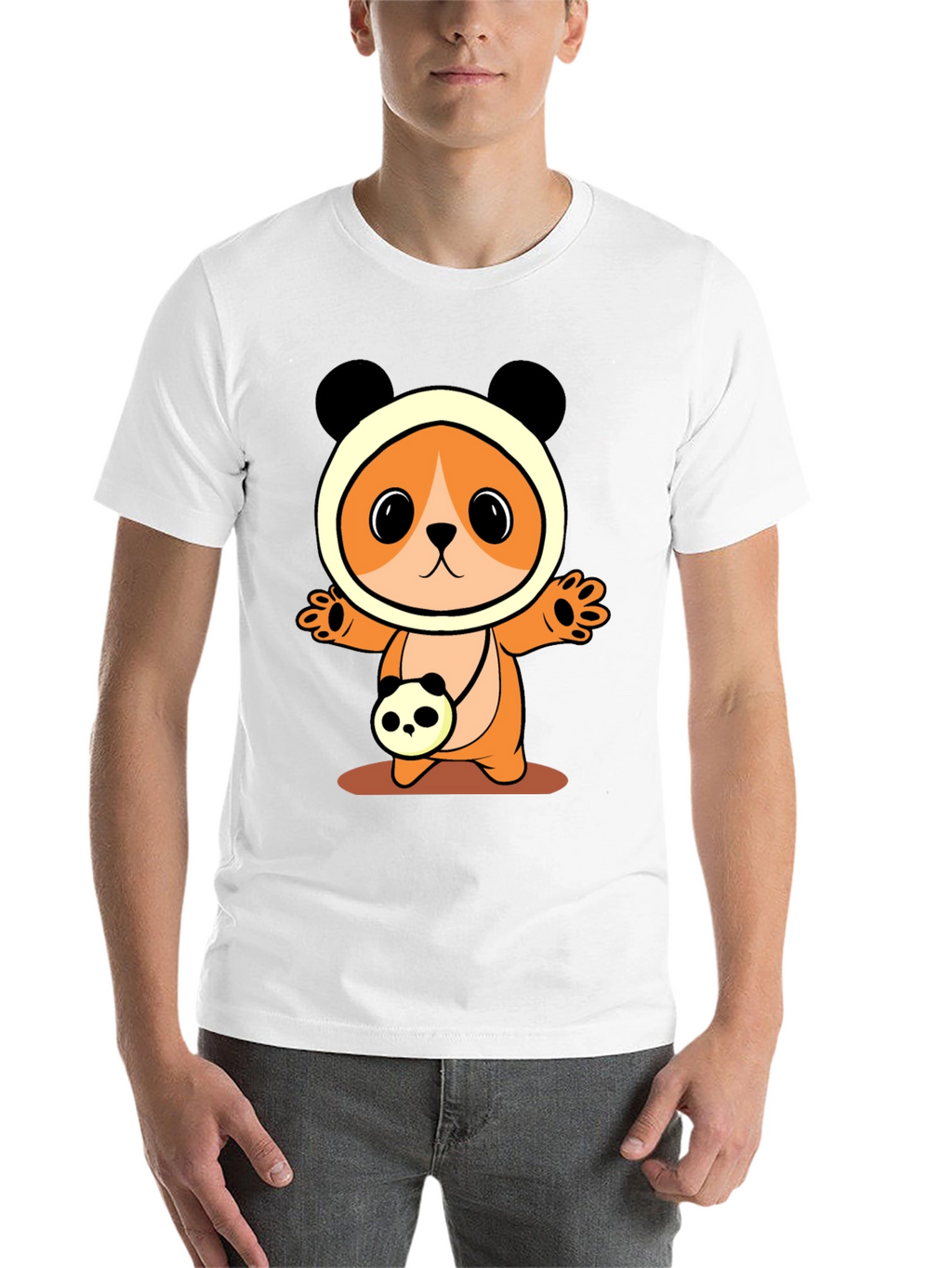 Cute Cartoon Panda Bear T-Shirt - Black