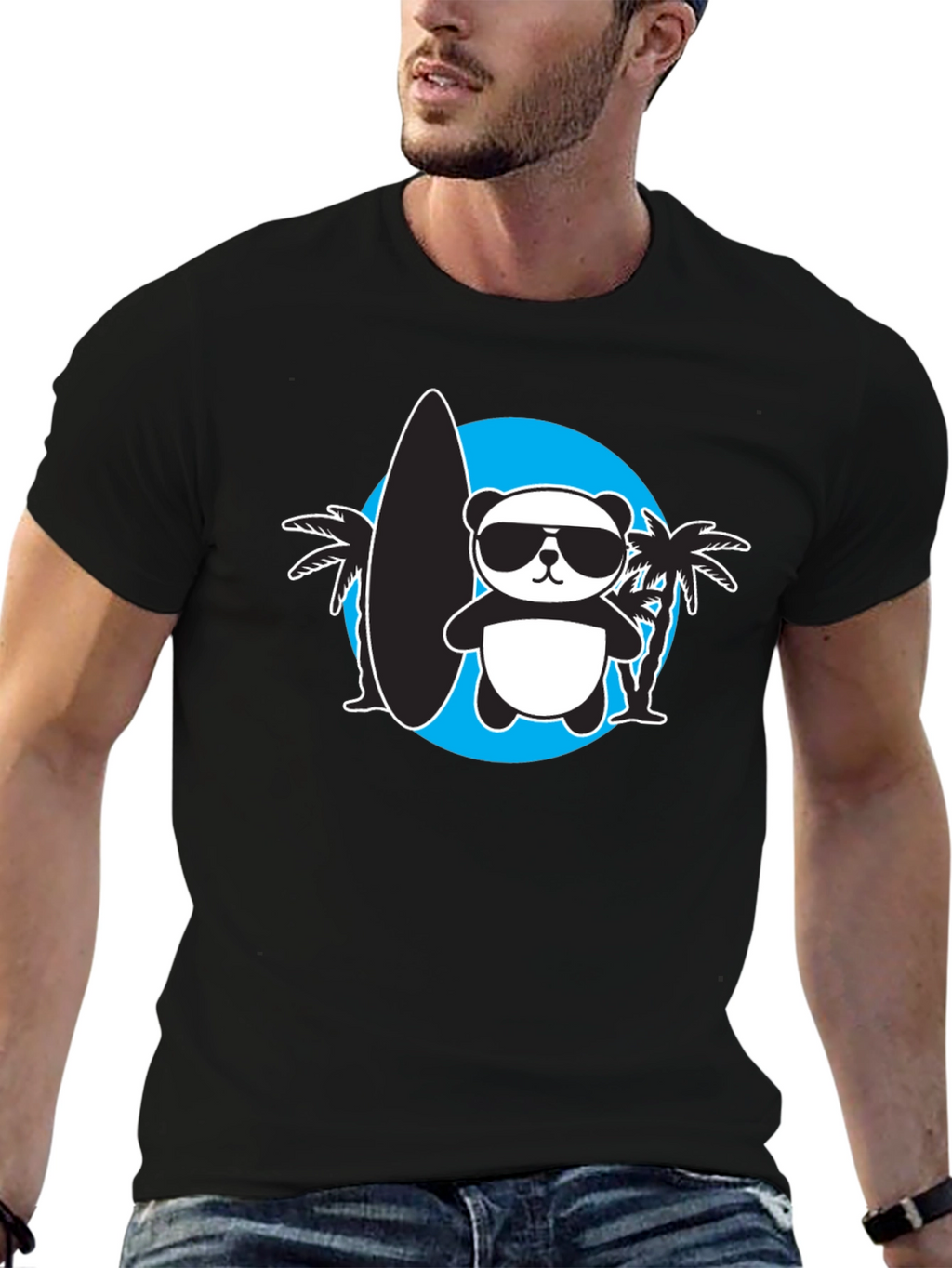 Cool Panda Surfer Graphic Tee