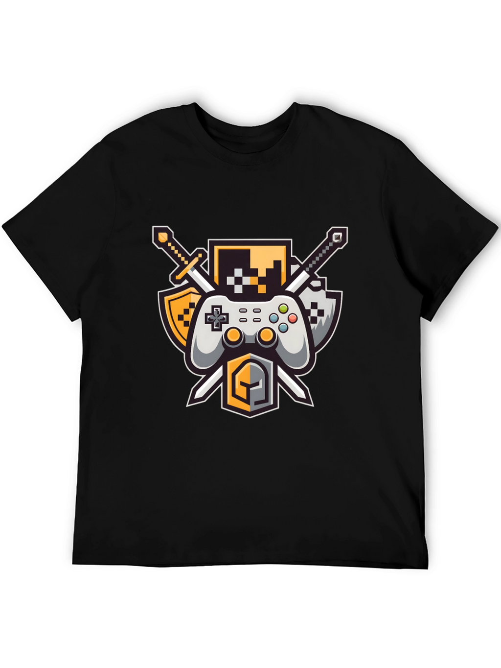 Gamers Crest Black T-Shirt - Sword & Controller