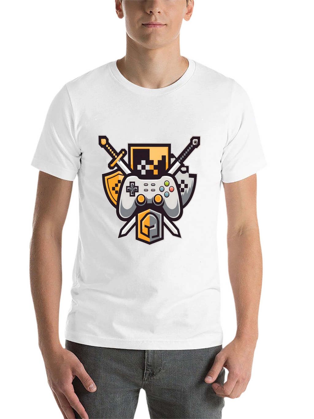 Gamers Crest Black T-Shirt - Sword & Controller