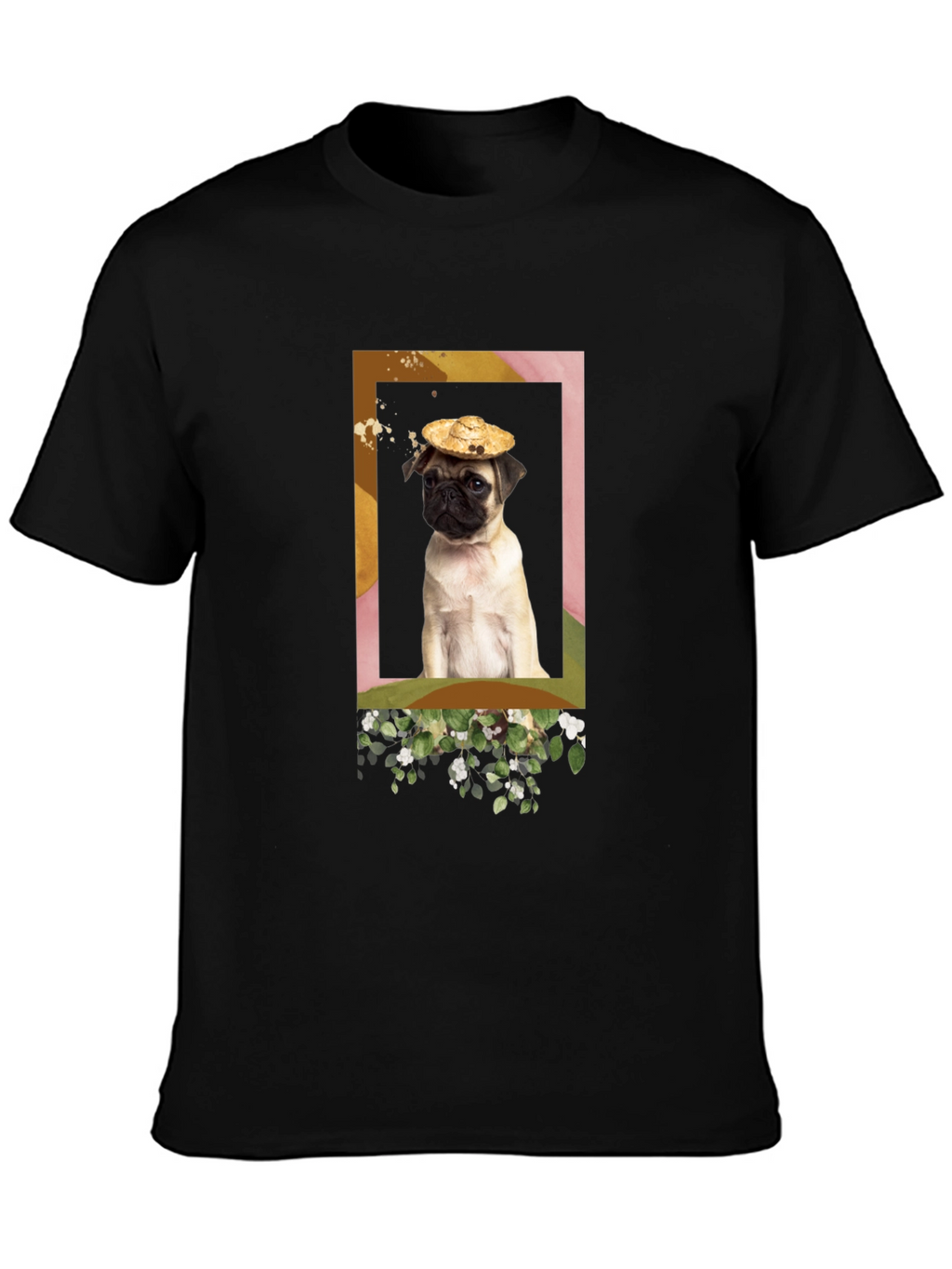 Pug in Hat Graphic T-Shirt - Unique Design
