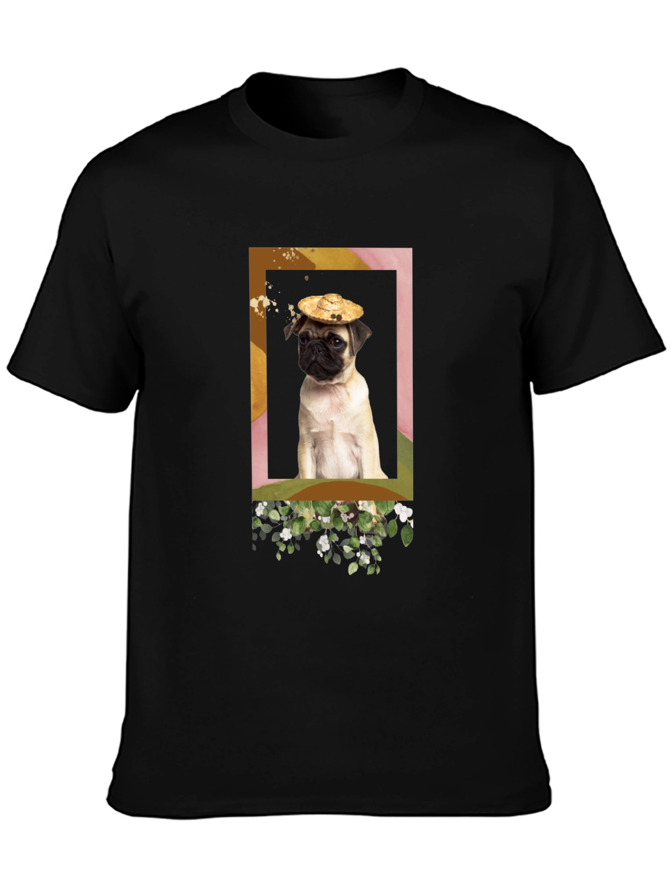Pug in Hat Graphic T-Shirt - Unique Design