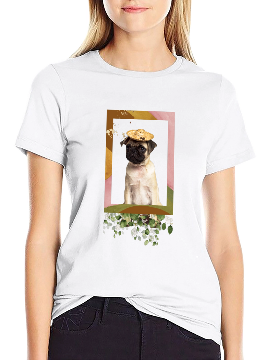 Pug in Hat Graphic T-Shirt - Unique Design
