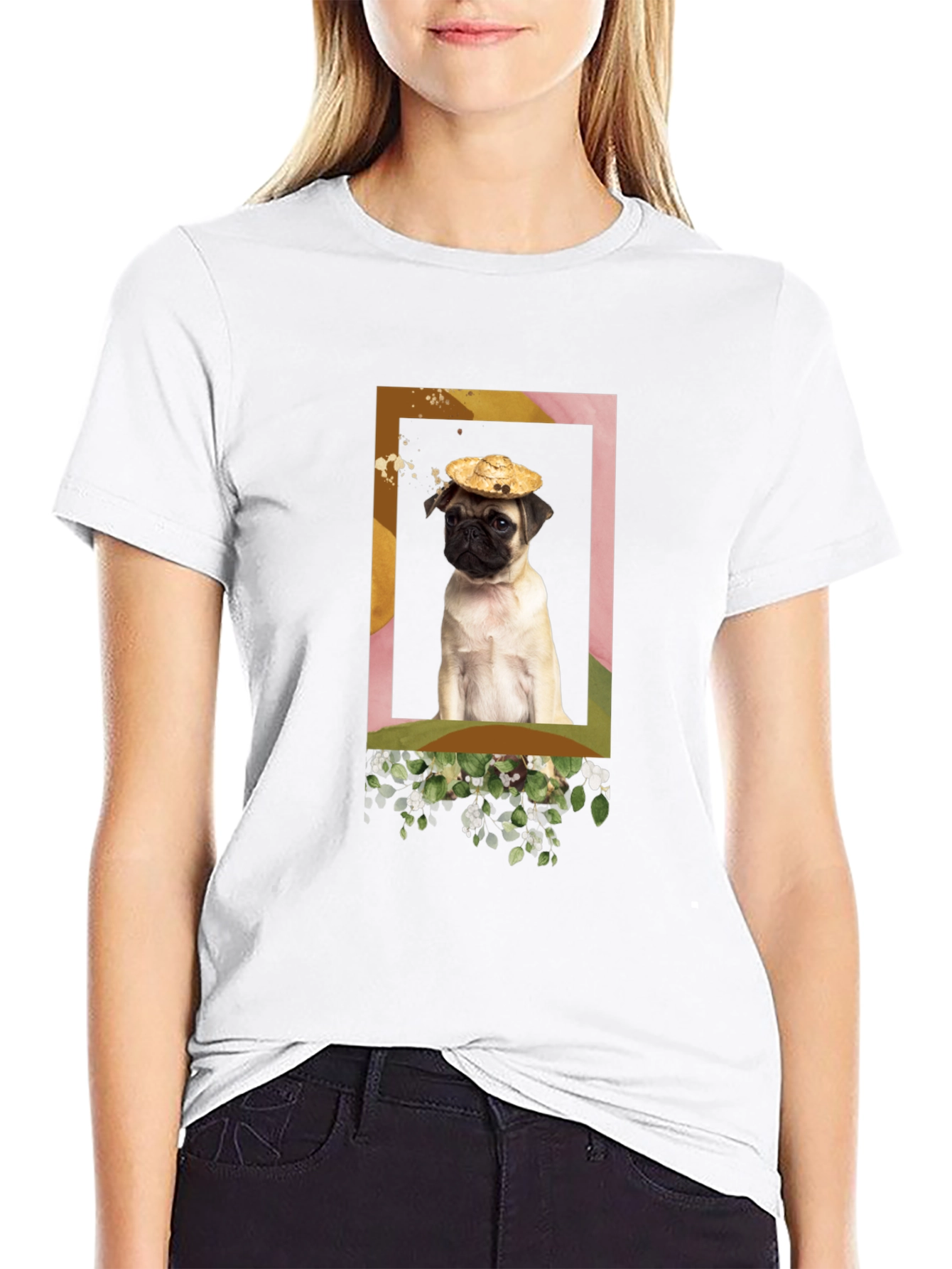 Pug in Hat Graphic T-Shirt - Unique Design