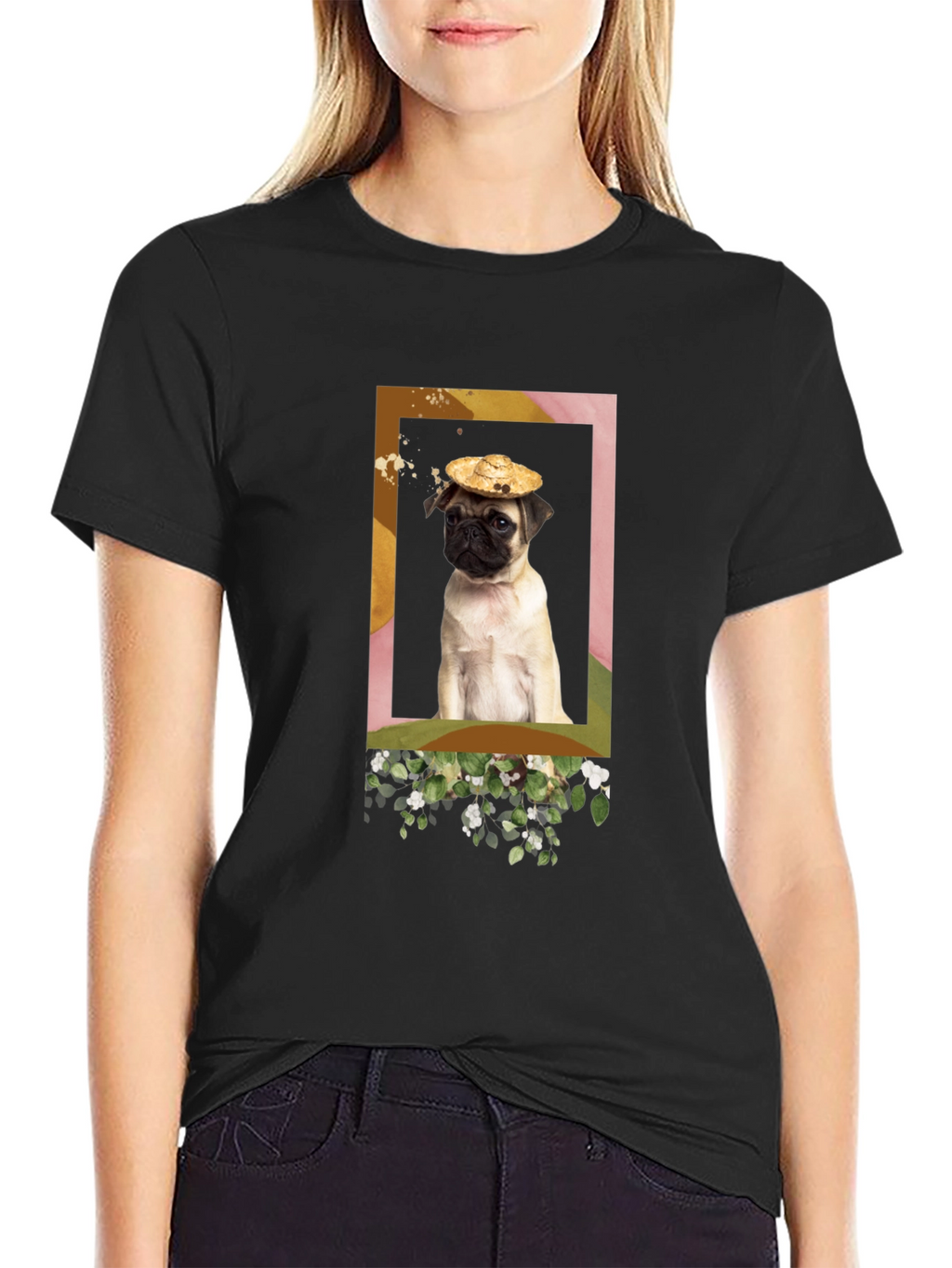 Pug in Hat Graphic T-Shirt - Unique Design