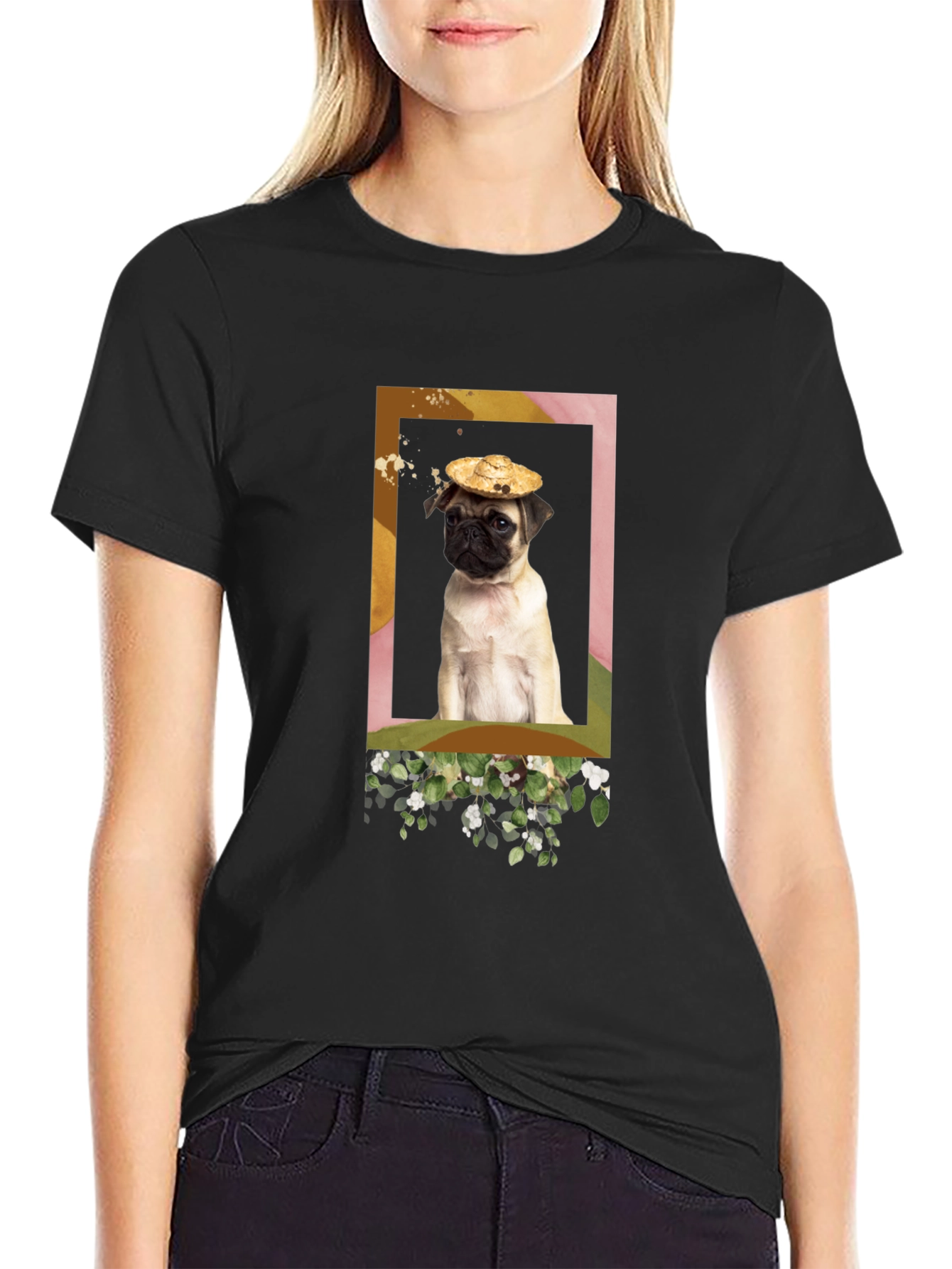 Pug in Hat Graphic T-Shirt - Unique Design