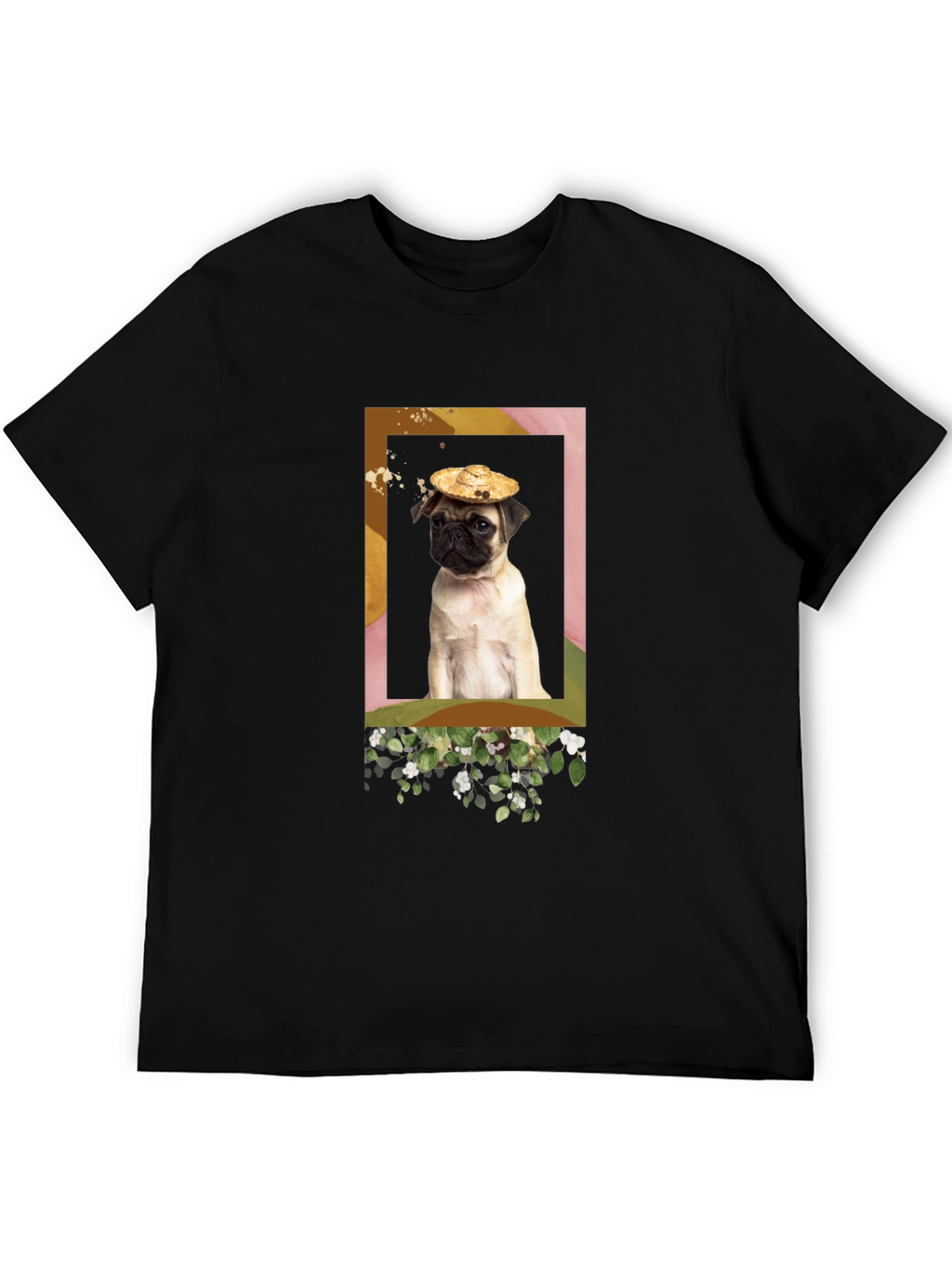 Pug in Hat Graphic T-Shirt - Unique Design