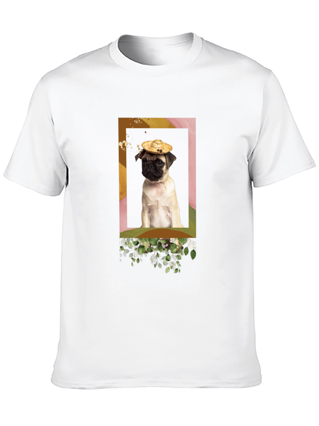 Pug in Hat Graphic T-Shirt - Unique Design