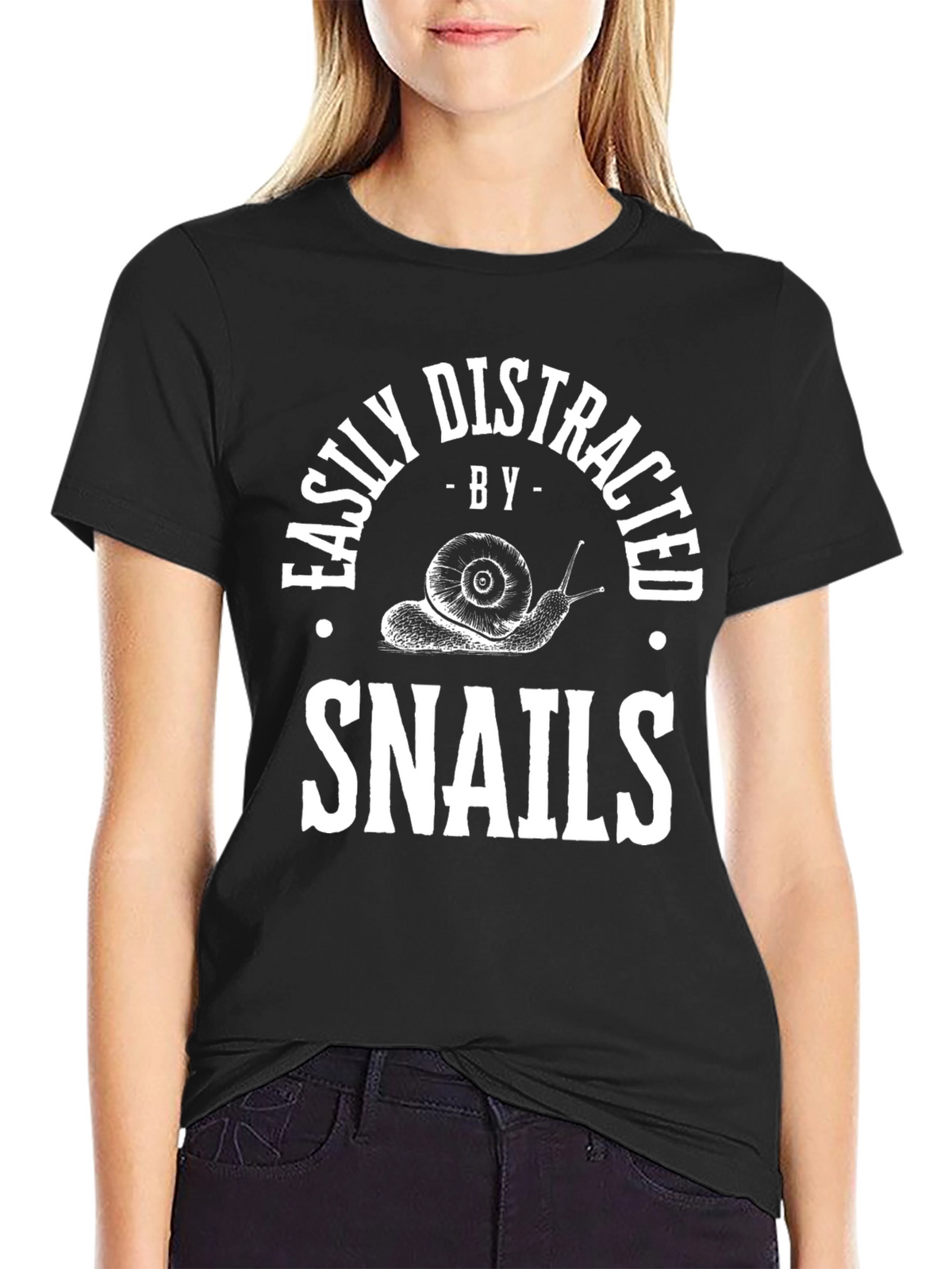 Easily Distracted By Snails Black T-Shirt