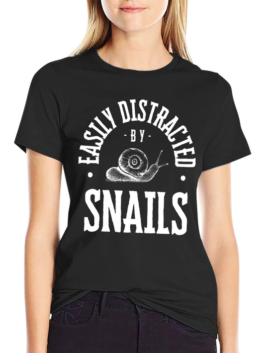 Easily Distracted By Snails Black T-Shirt