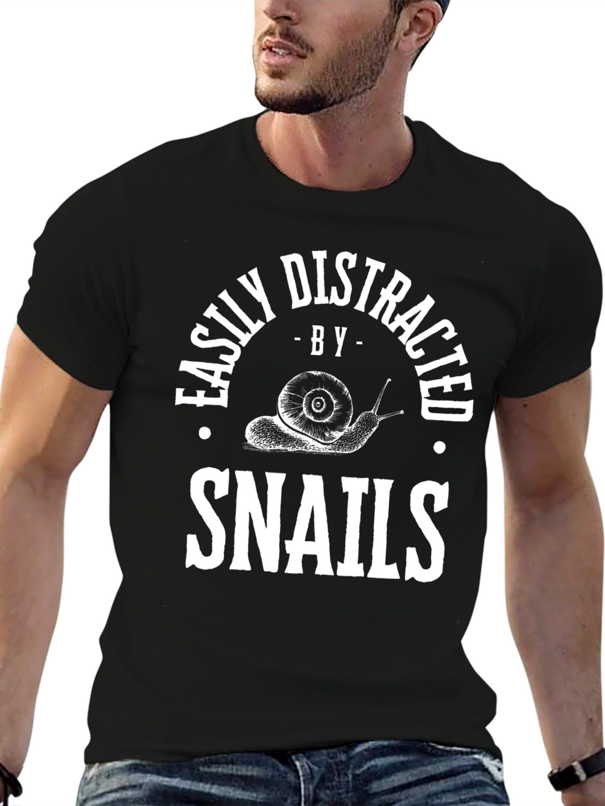 Easily Distracted By Snails Black T-Shirt
