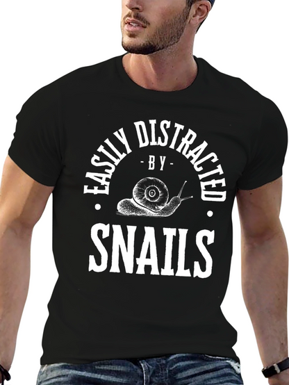 Easily Distracted By Snails Black T-Shirt