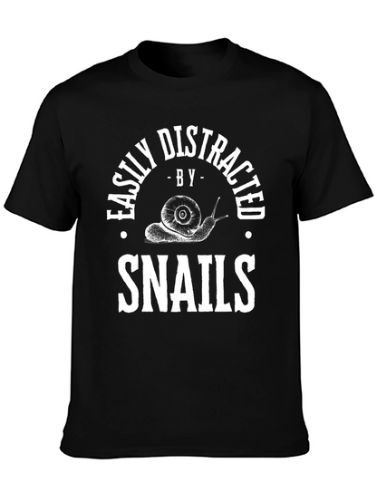 Easily Distracted By Snails Black T-Shirt