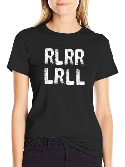 RLRR LRLL Text T-Shirt - Black Crew Neck Tee