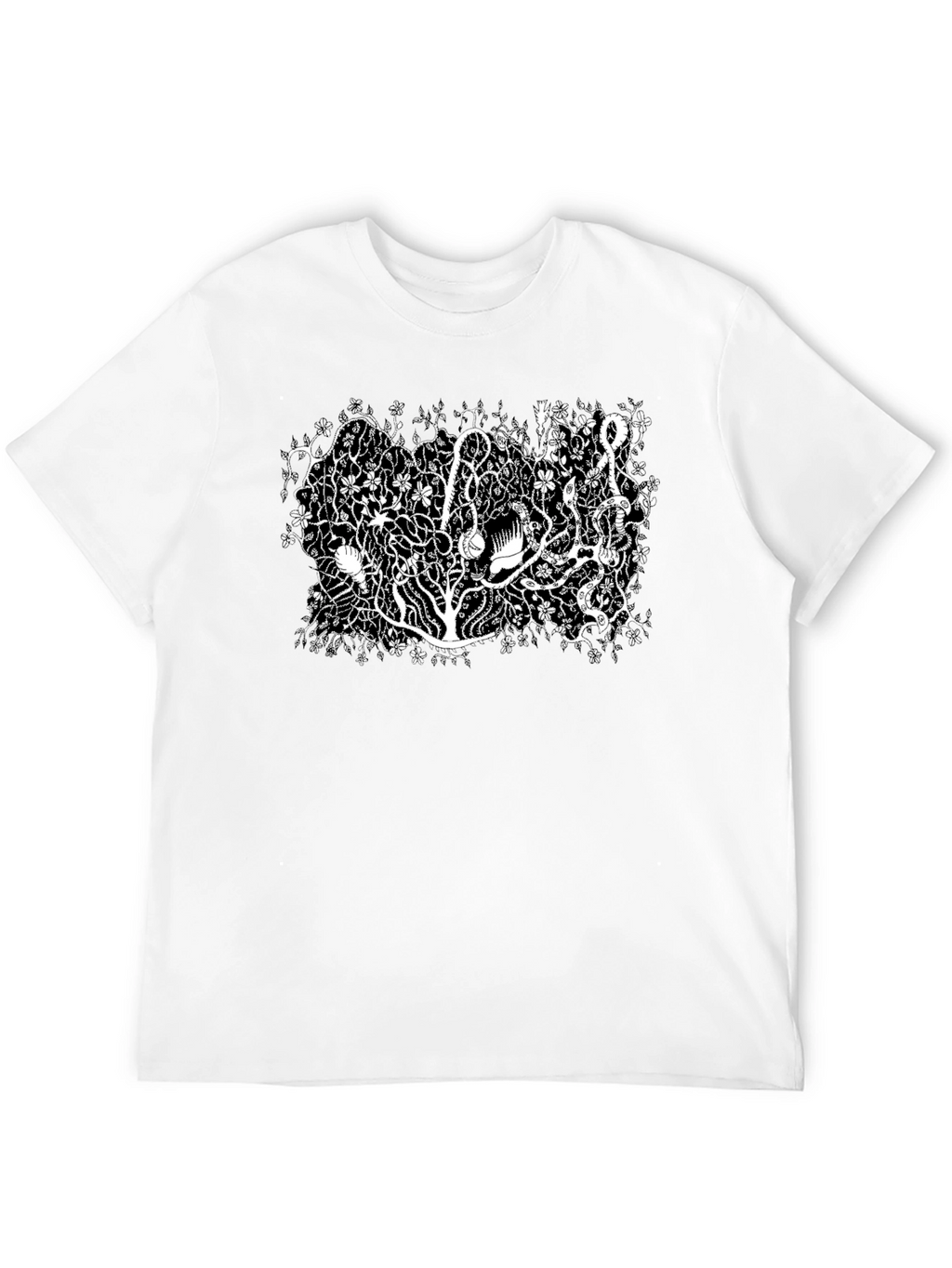 Botanical Black Tee - Unique Plant Life Design