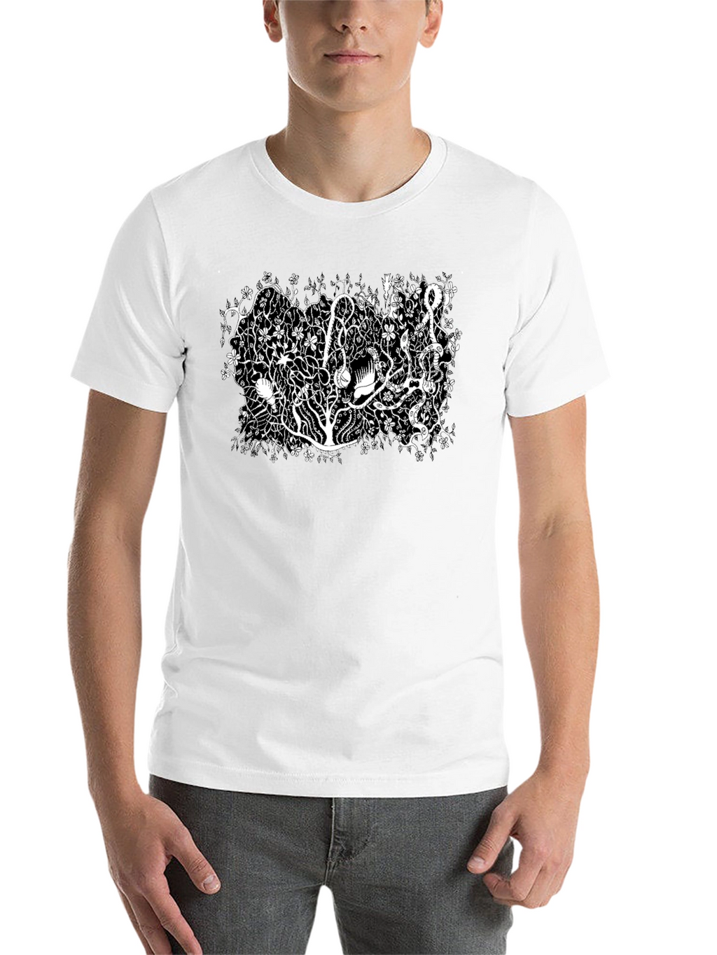 Botanical Black Tee - Unique Plant Life Design