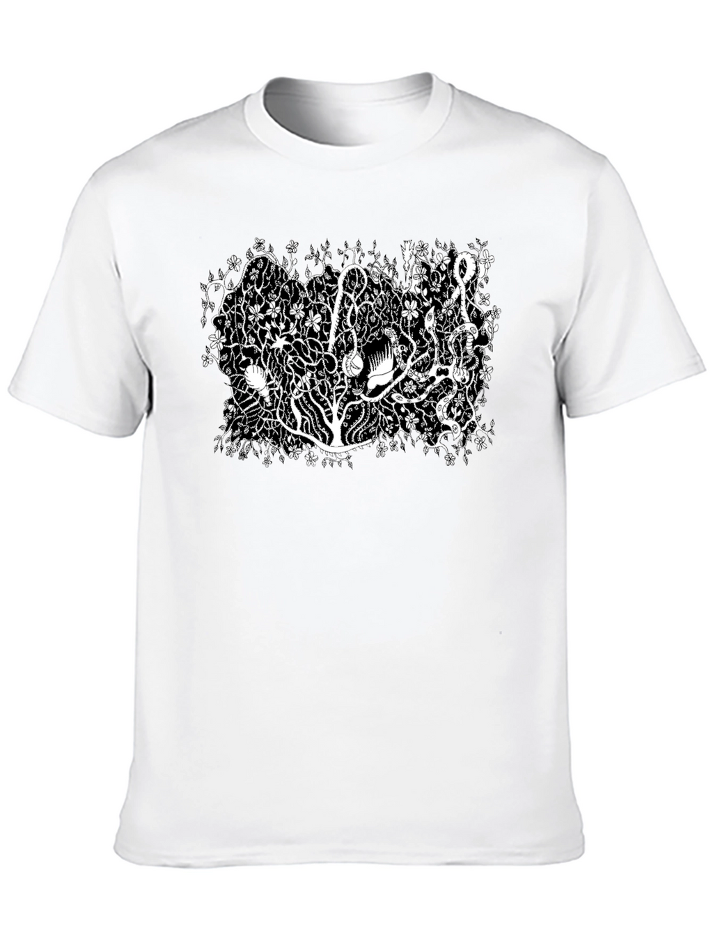 Botanical Black Tee - Unique Plant Life Design