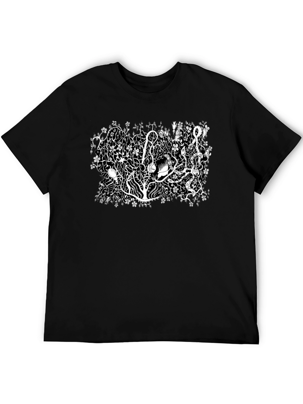 Botanical Black Tee - Unique Plant Life Design