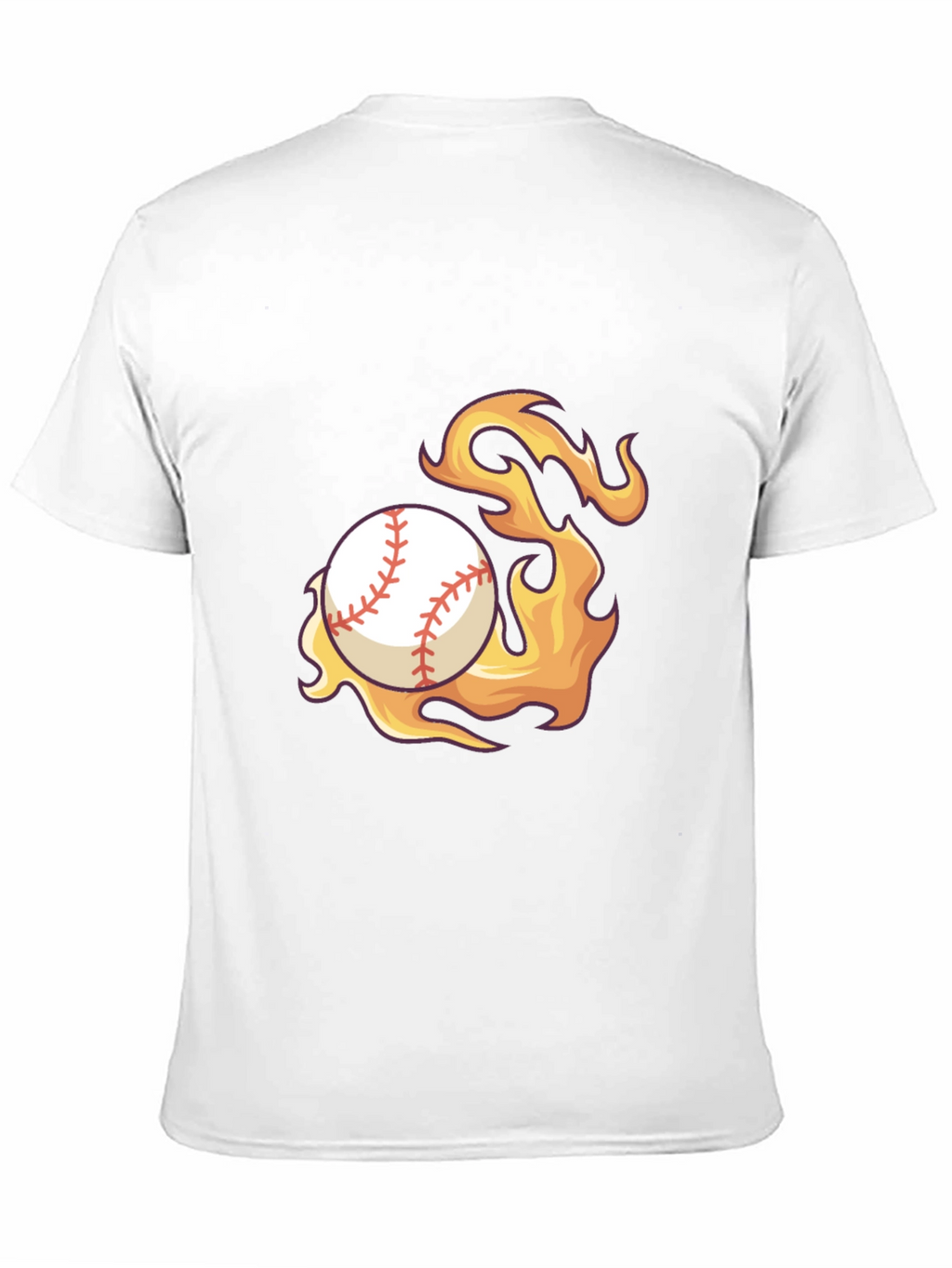 Flaming Baseball Graphic Tee - Black Cotton Shirt