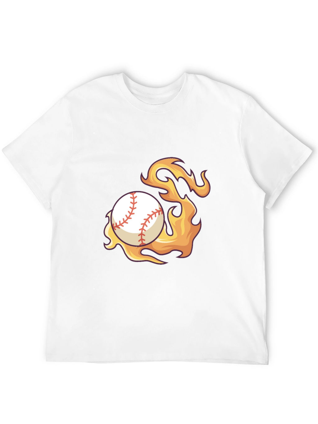 Flaming Baseball Graphic Tee - Black Cotton Shirt
