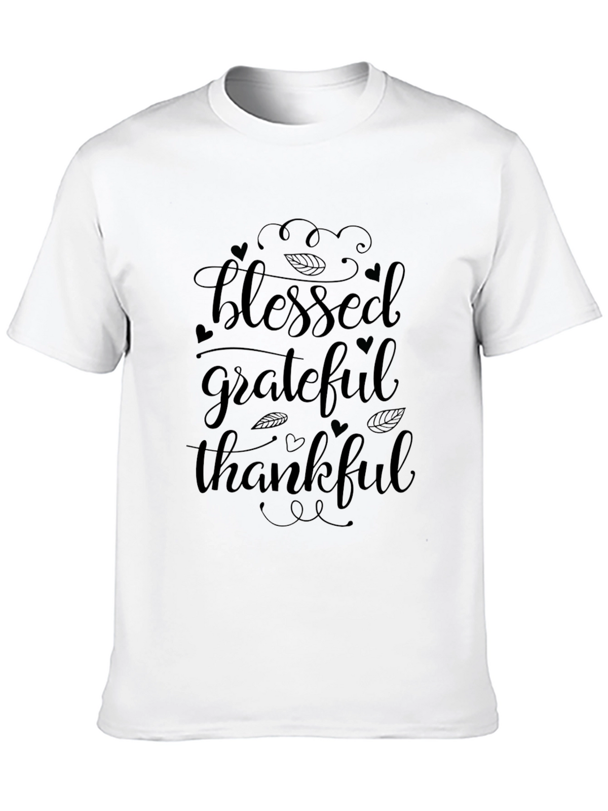 Blessed Grateful Thankful Black Graphic T-Shirt