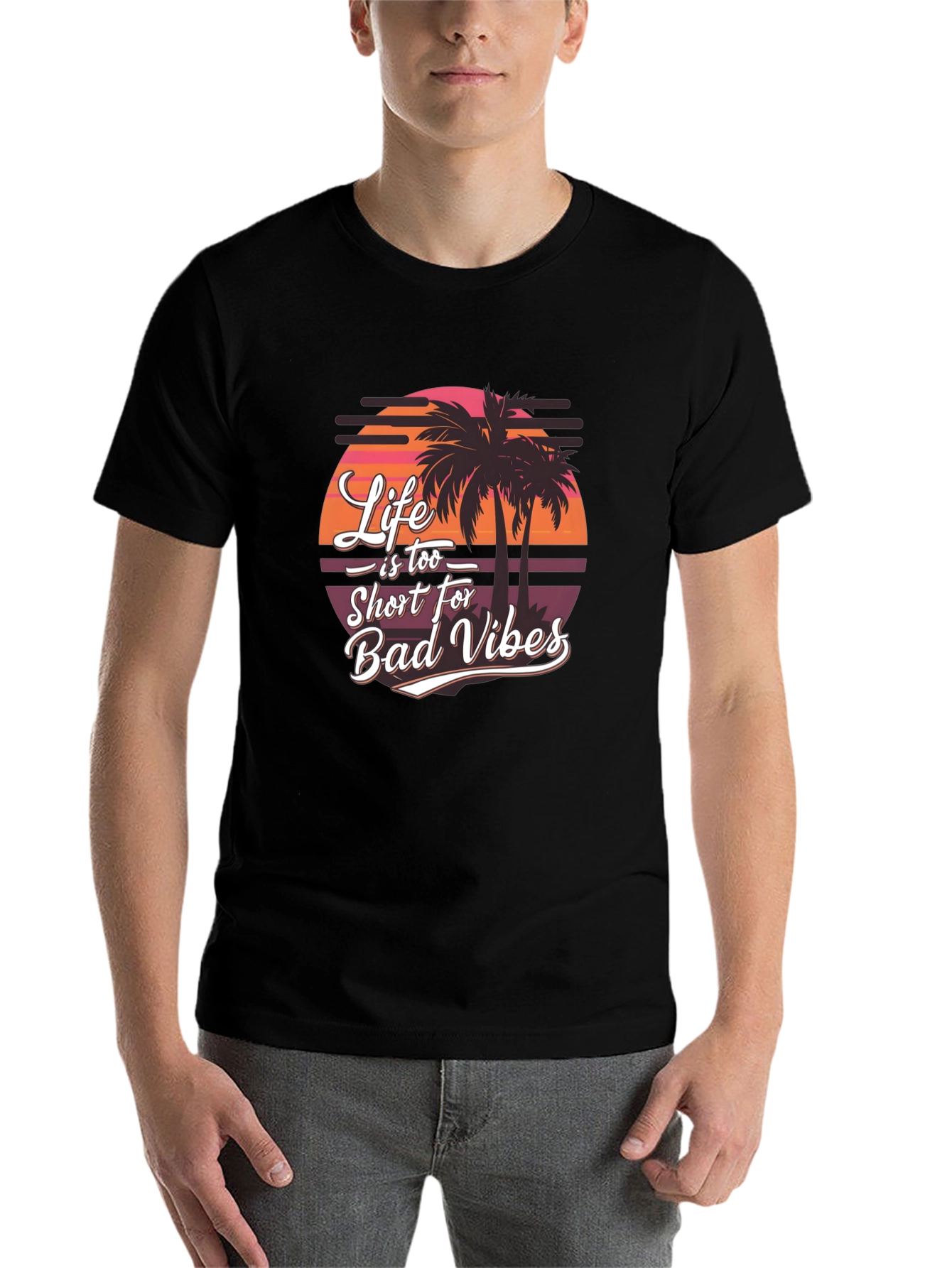 Life is Too Short Black T-Shirt - Tropical Vibes