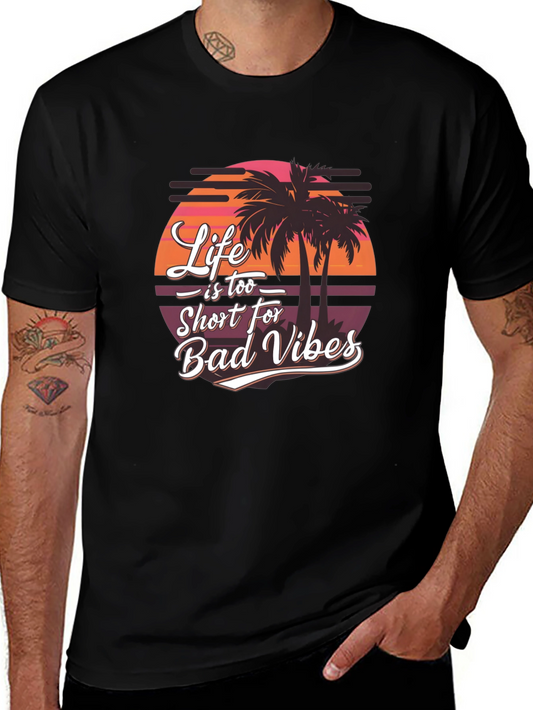 Life is Too Short Black T-Shirt - Tropical Vibes