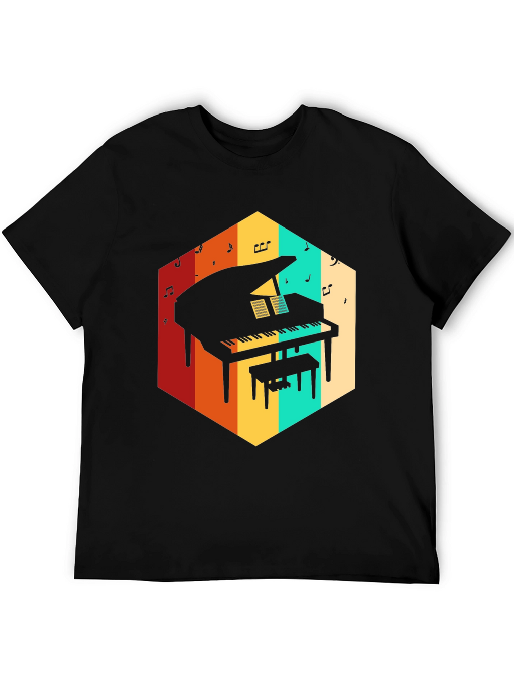 Retro Grand Piano Graphic Tee - Music Lover T-Shirt