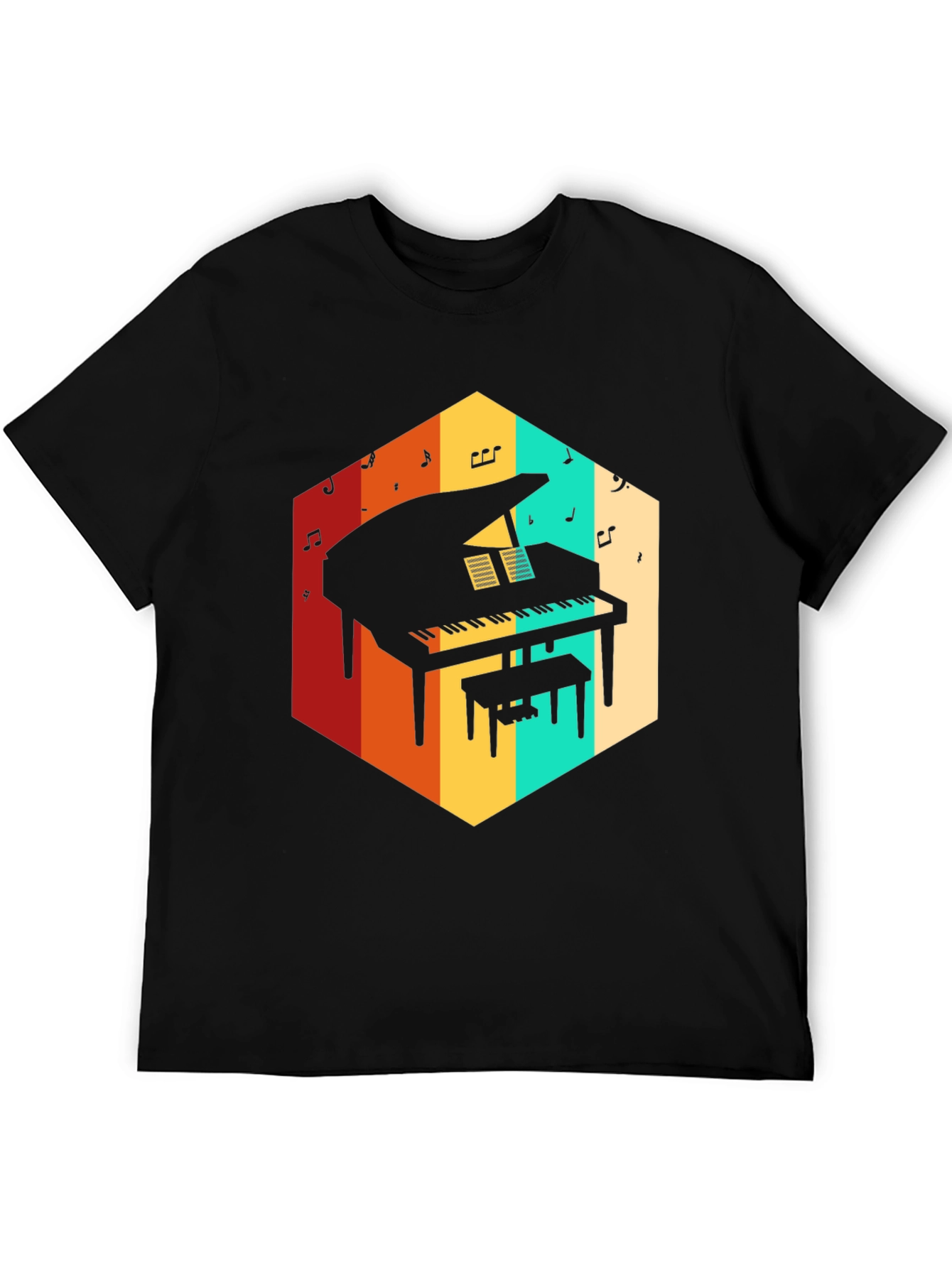 Retro Grand Piano Graphic Tee - Music Lover T-Shirt