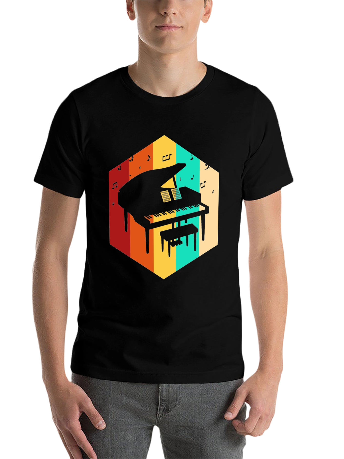 Retro Grand Piano Graphic Tee - Music Lover T-Shirt