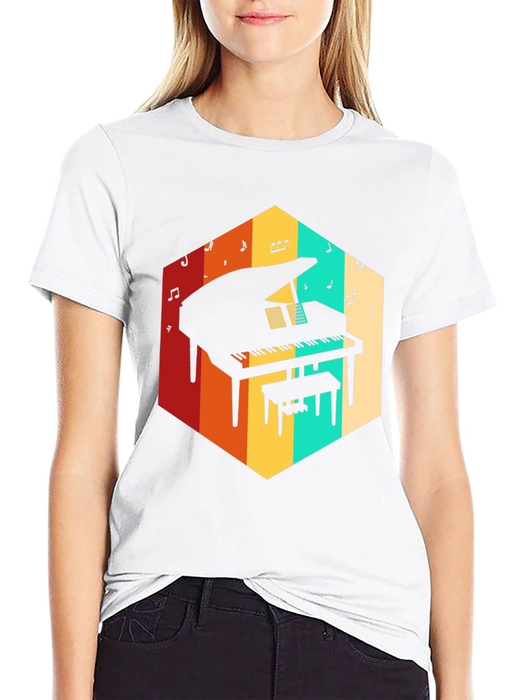 Retro Grand Piano Graphic Tee - Music Lover T-Shirt