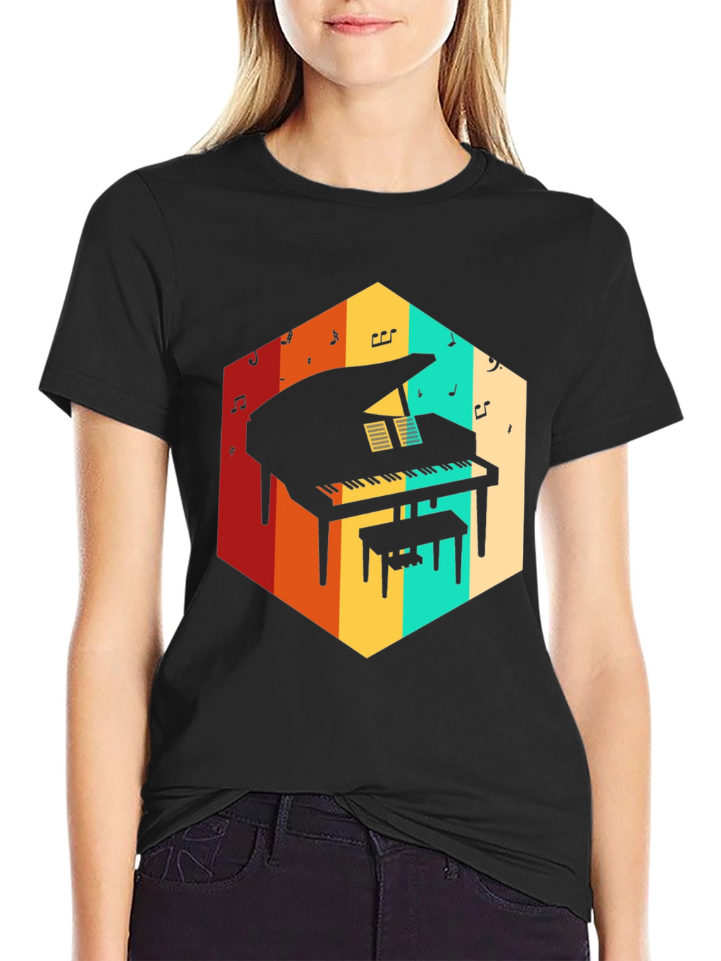 Retro Grand Piano Graphic Tee - Music Lover T-Shirt