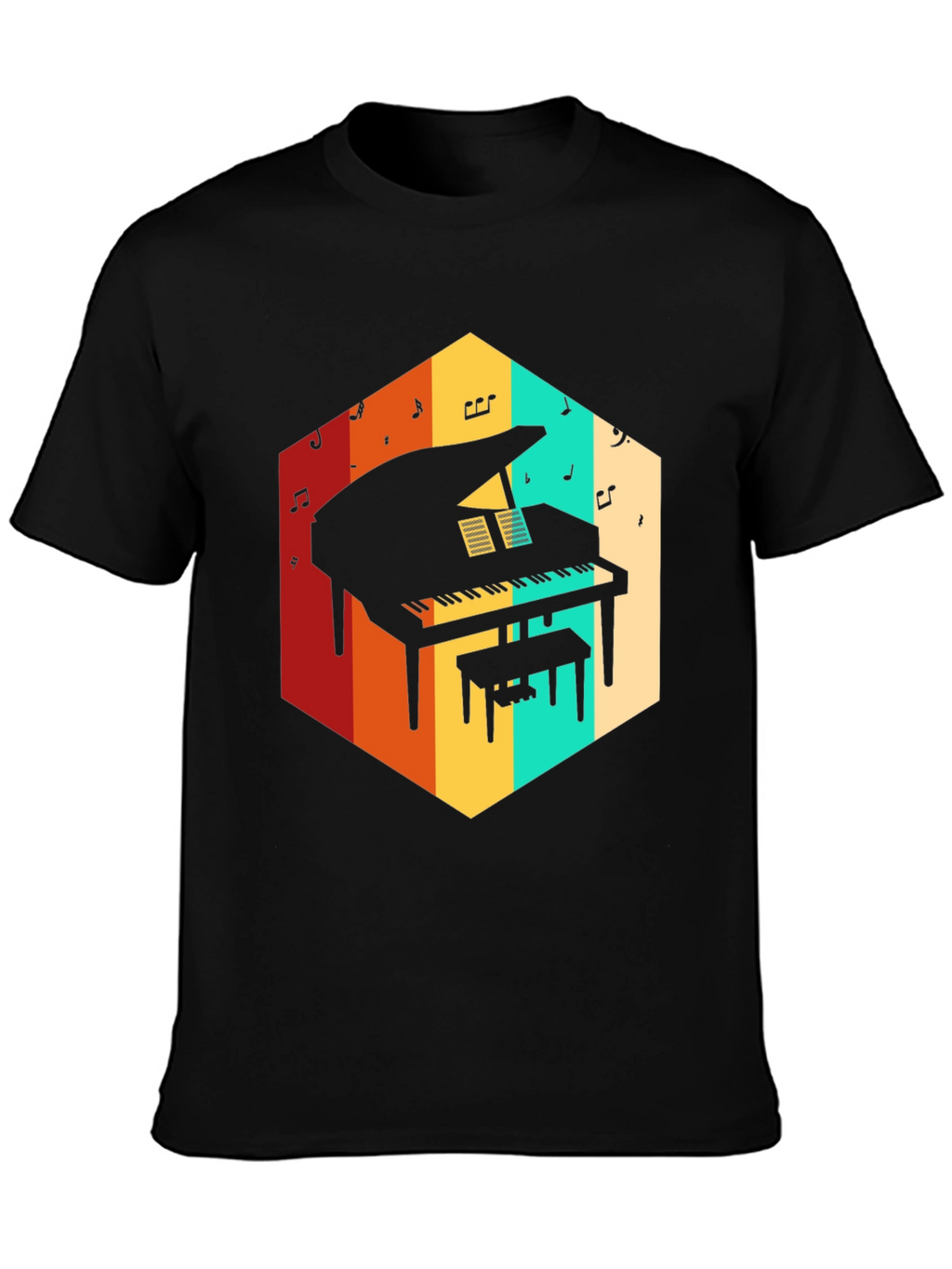 Retro Grand Piano Graphic Tee - Music Lover T-Shirt