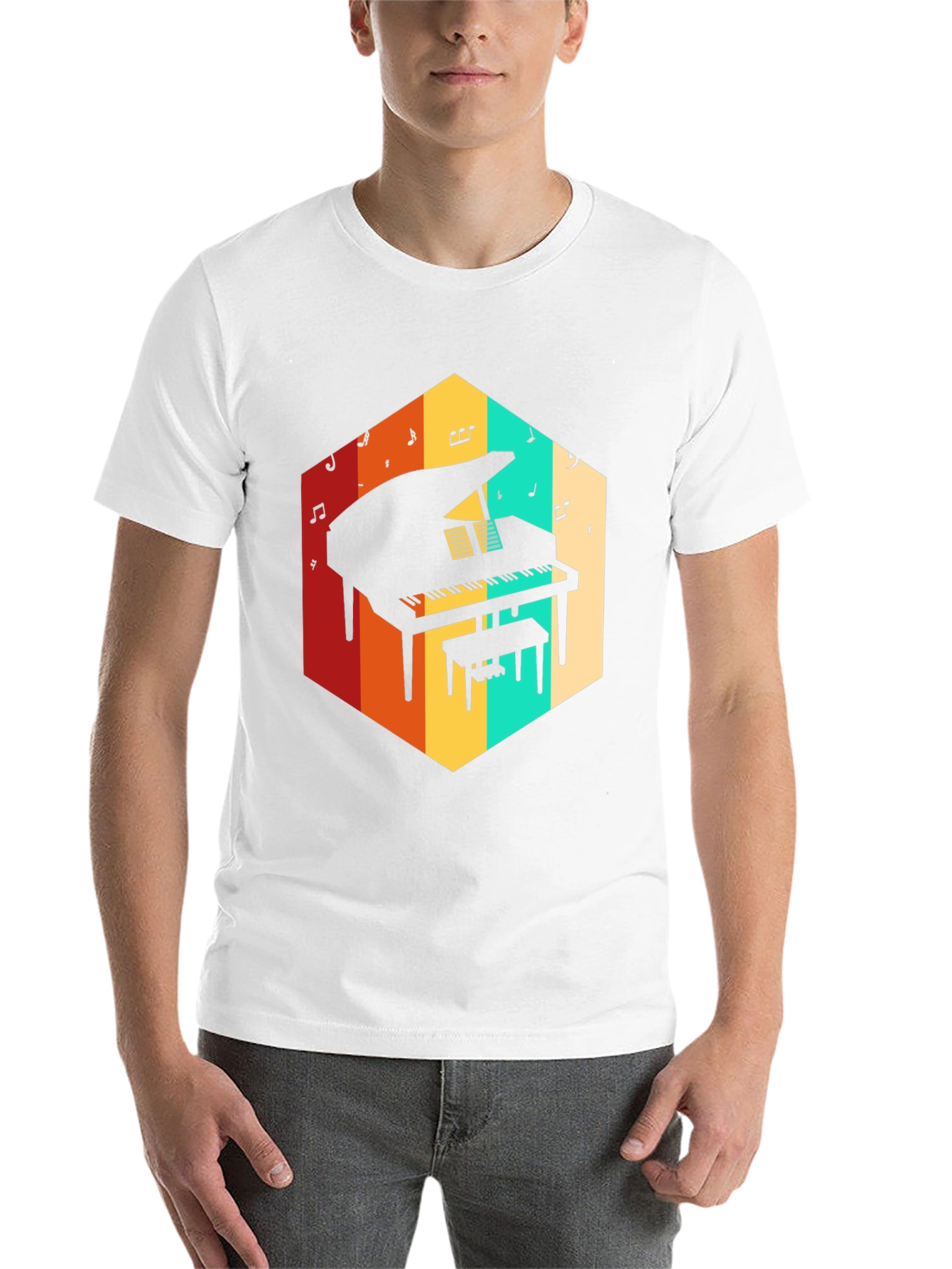 Retro Grand Piano Graphic Tee - Music Lover T-Shirt