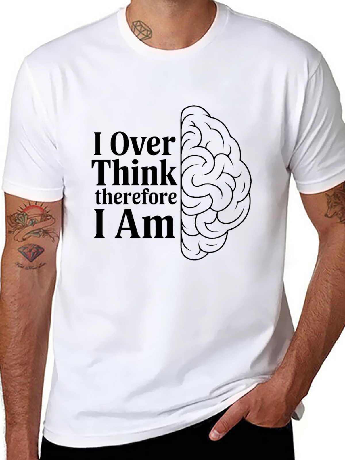Over Think Brain Tee - Mens Black Graphic T-Shirt
