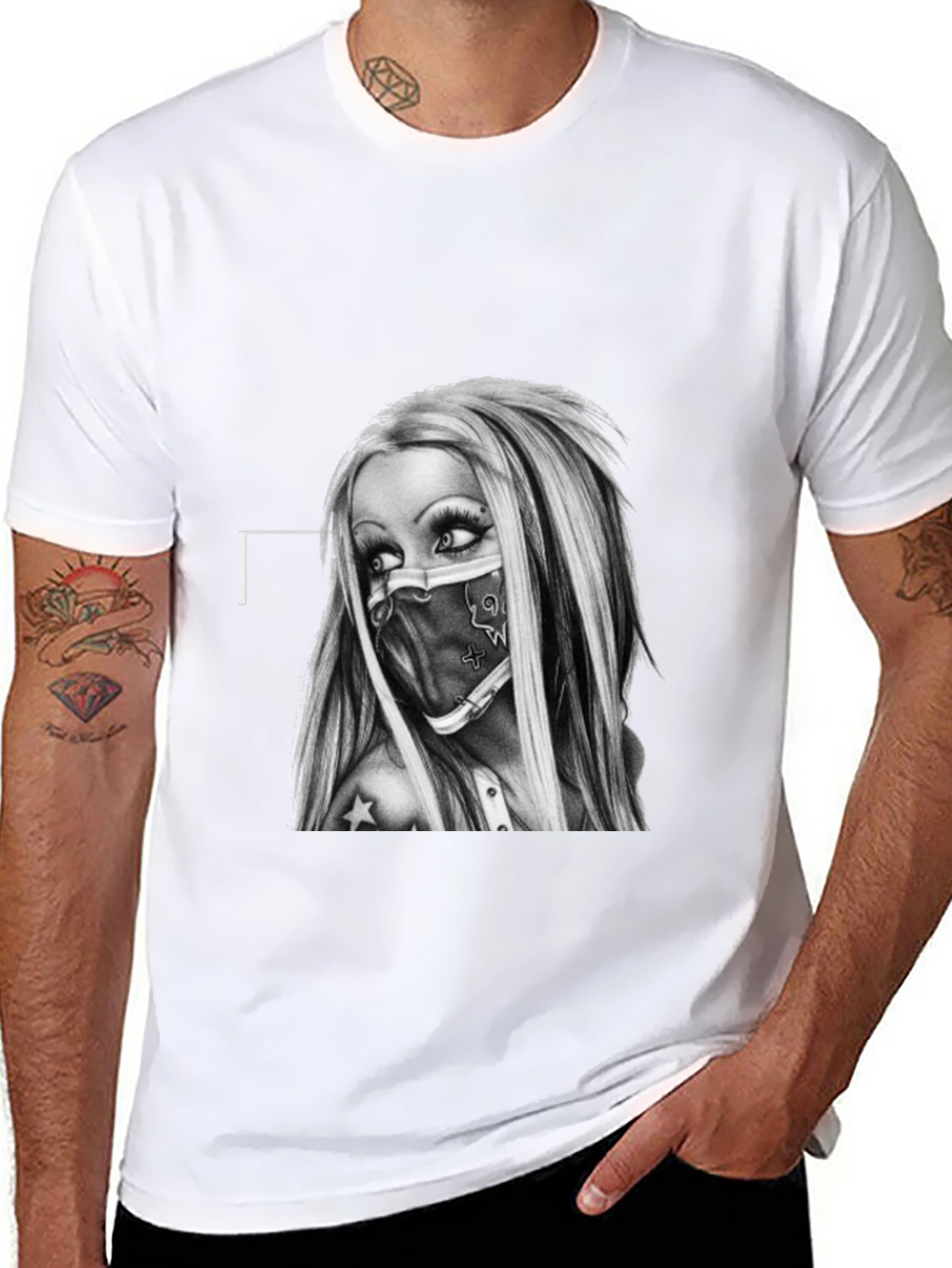 Edgy Graphic Tee - Tattoo Art Style