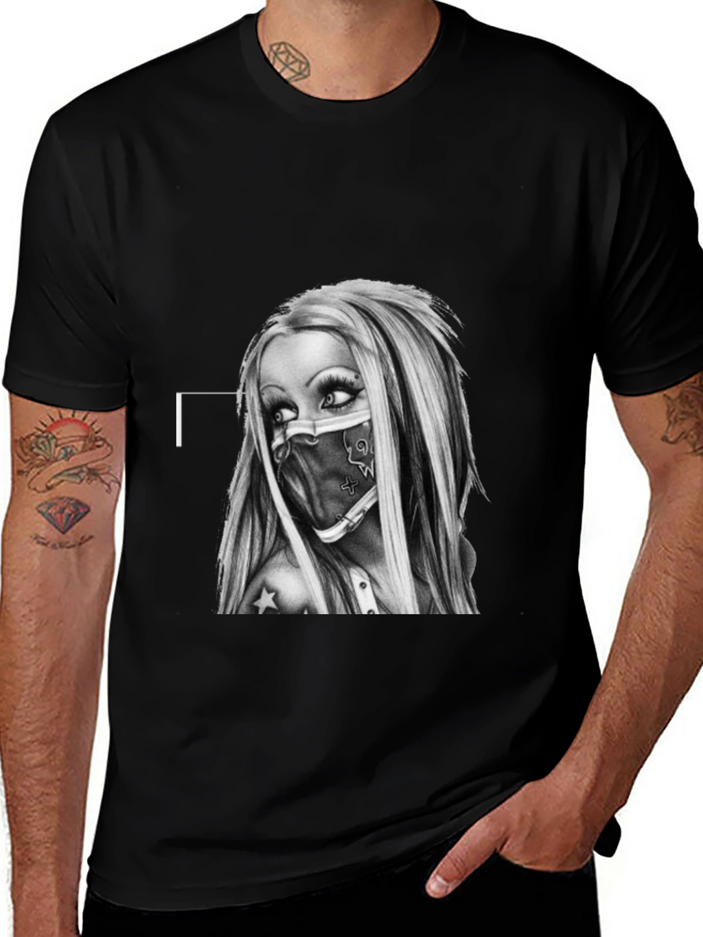 Edgy Graphic Tee - Tattoo Art Style