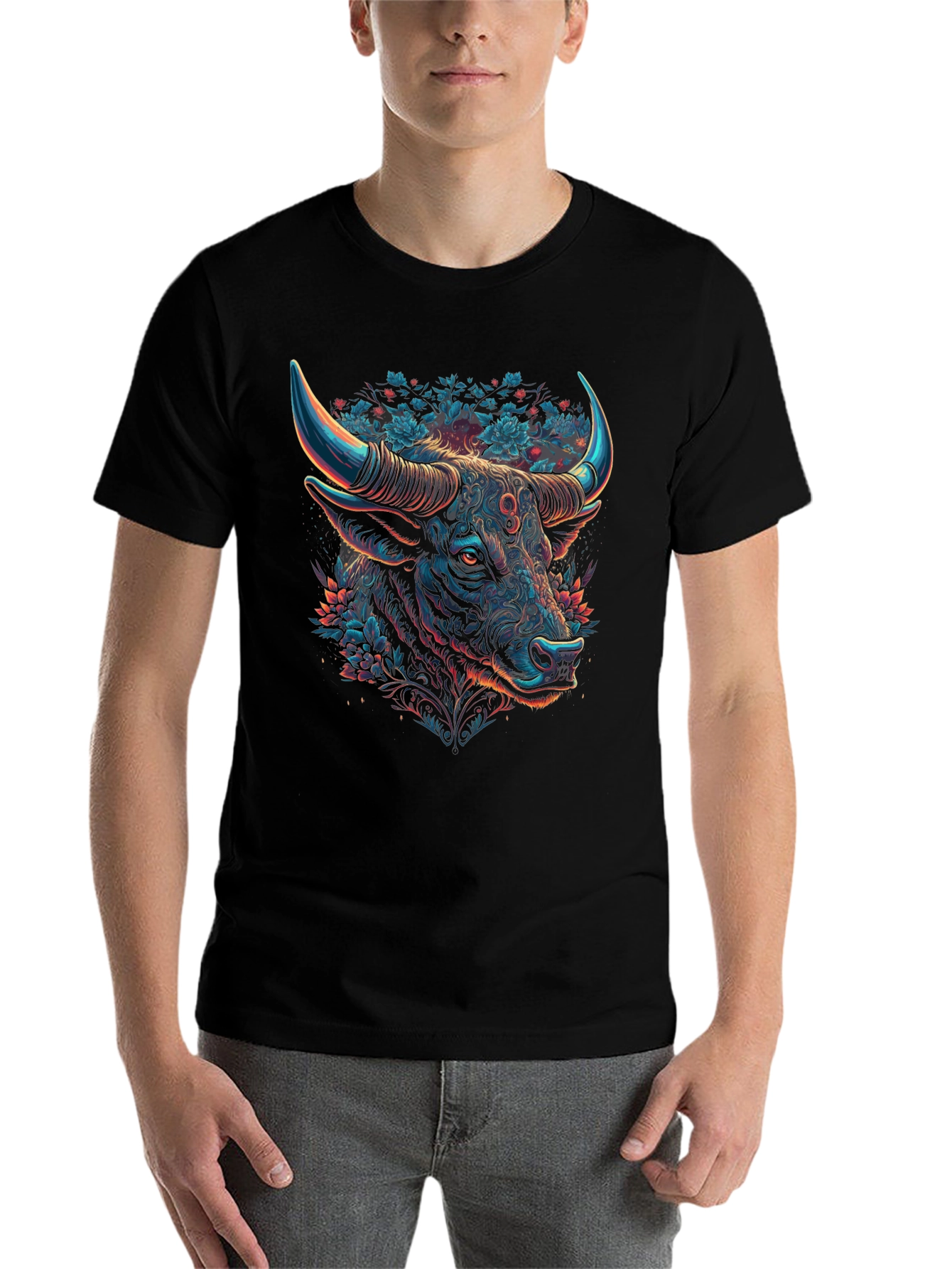 Taurus Bull Graphic Tee - Zodiac Black T-Shirt