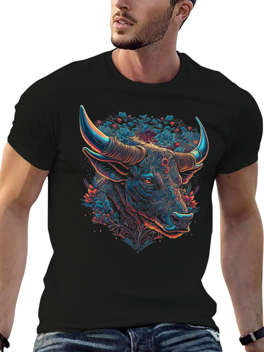 Taurus Bull Graphic Tee - Zodiac Black T-Shirt