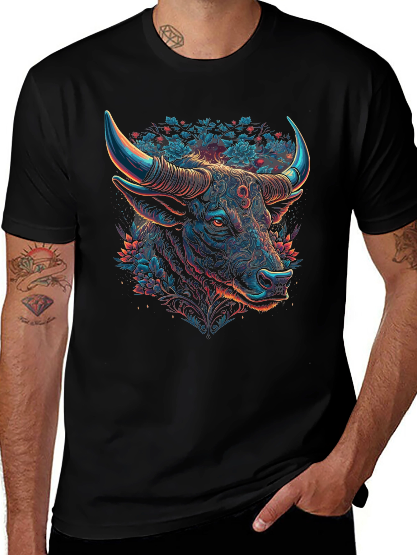 Taurus Bull Graphic Tee - Zodiac Black T-Shirt