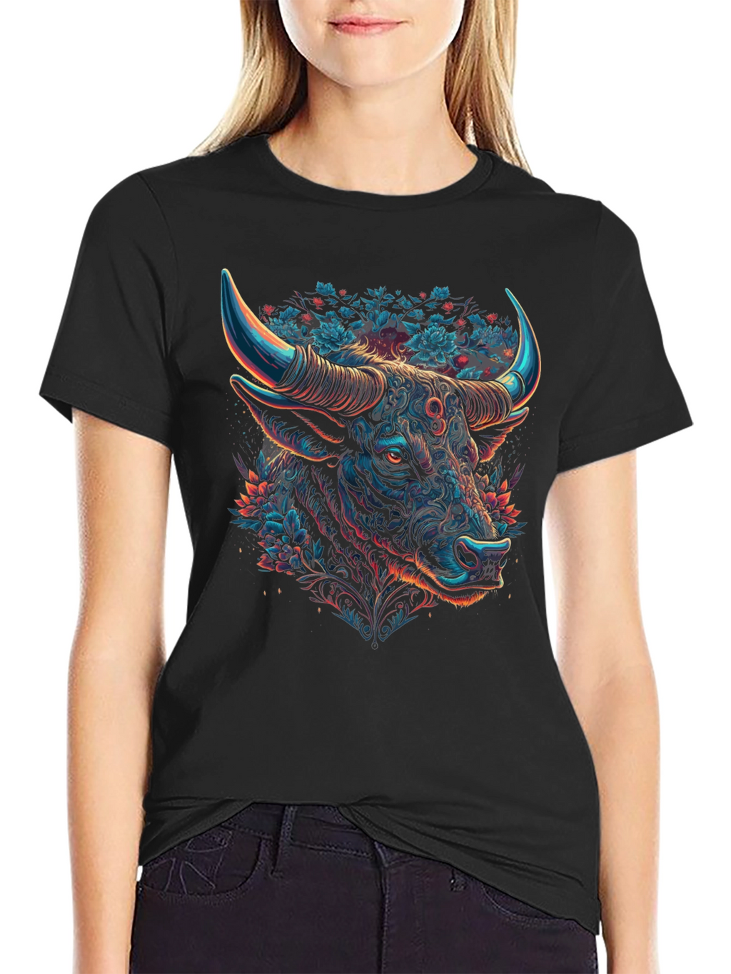 Taurus Bull Graphic Tee - Zodiac Black T-Shirt