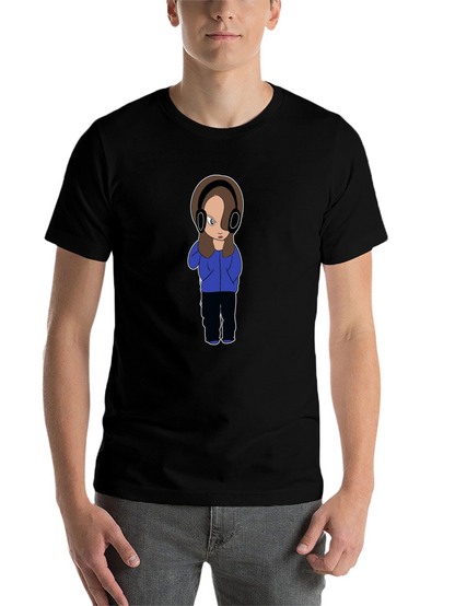 Cartoon Girl with Headphones Graphic T-Shirt