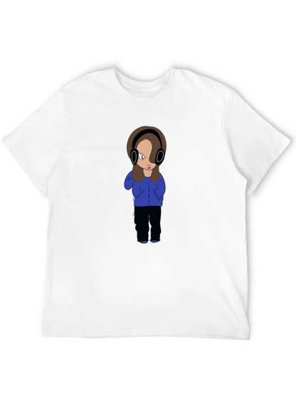 Cartoon Girl with Headphones Graphic T-Shirt