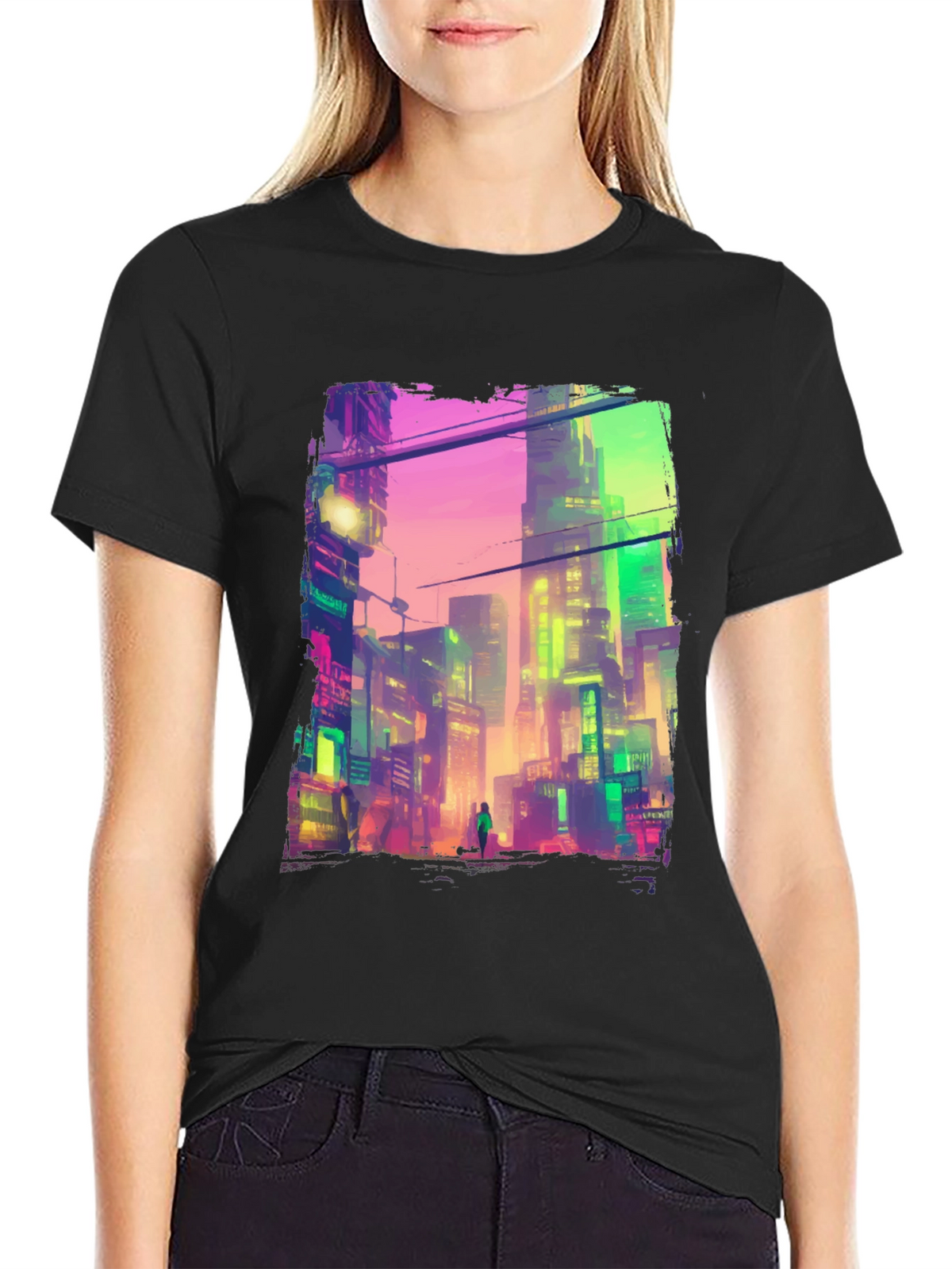 Cyberpunk City Graphic Tee - Futuristic Style