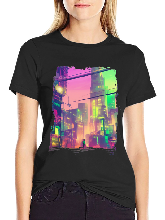 Cyberpunk City Graphic Tee - Futuristic Style