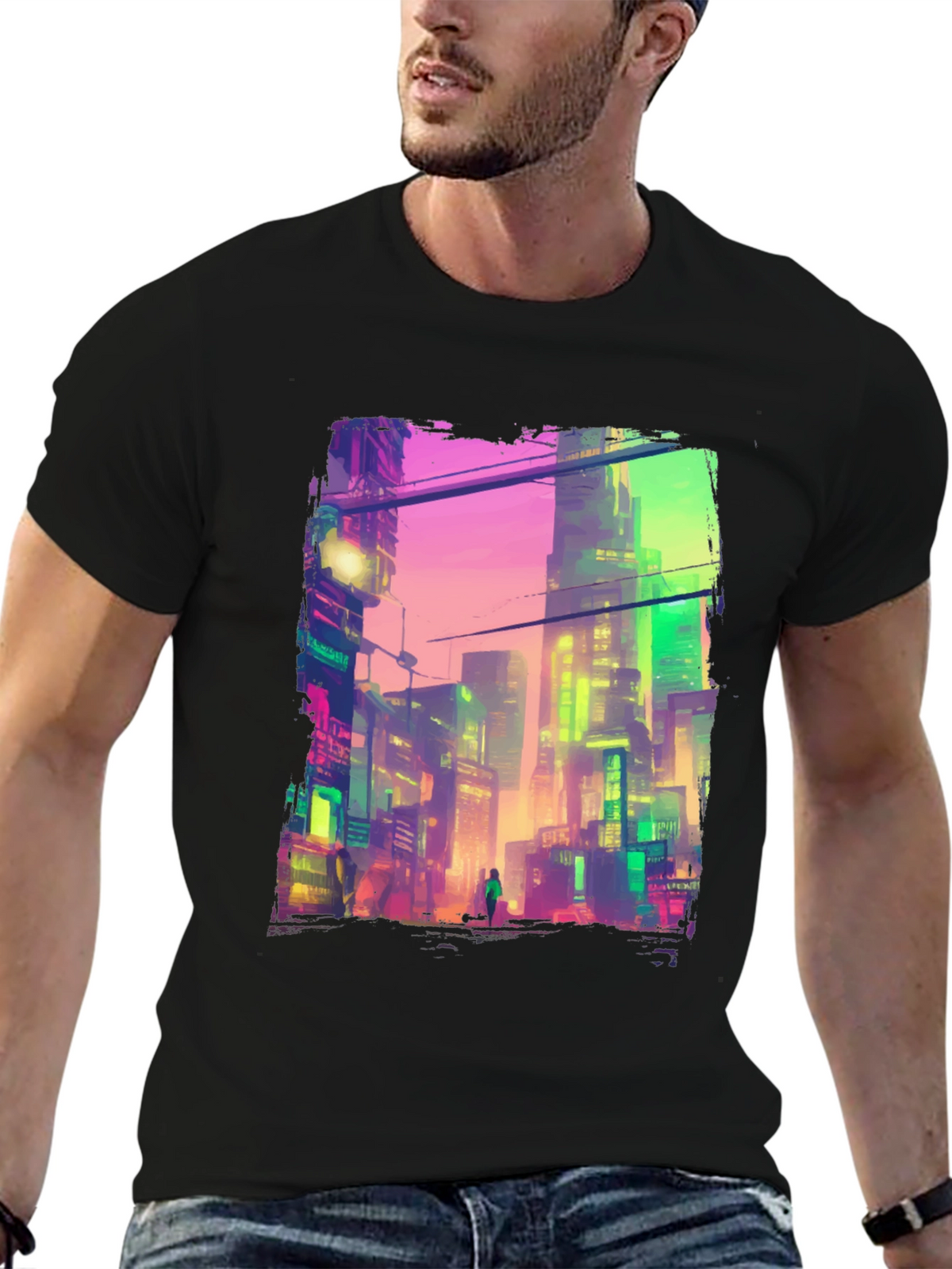 Cyberpunk City Graphic Tee - Futuristic Style