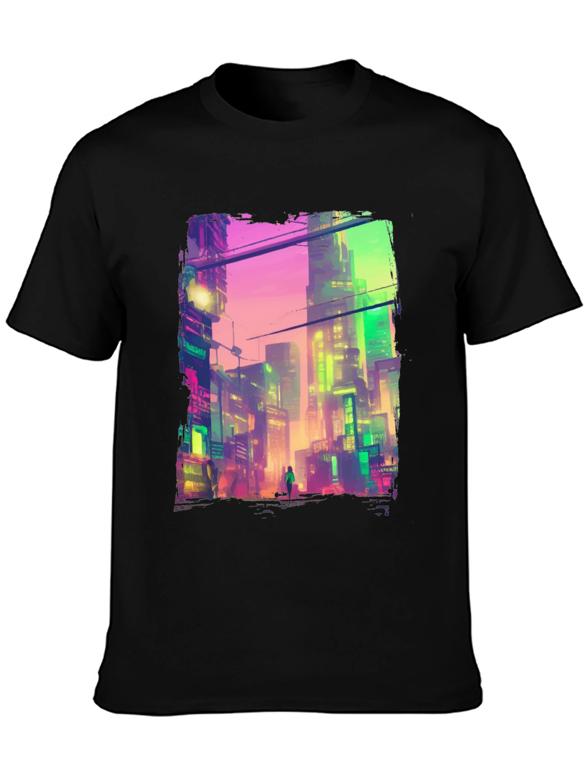 Cyberpunk City Graphic Tee - Futuristic Style