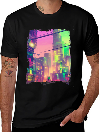 Cyberpunk City Graphic Tee - Futuristic Style
